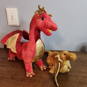 Douglas Dragons Set Red Dragon 24in And Gold/Brown Dragon 10in